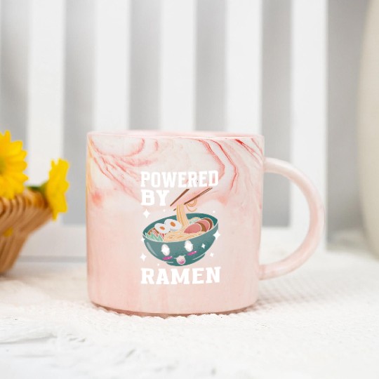 Powered By Ramen Anime Japanese Soup Cup Noodle Marble Mugs