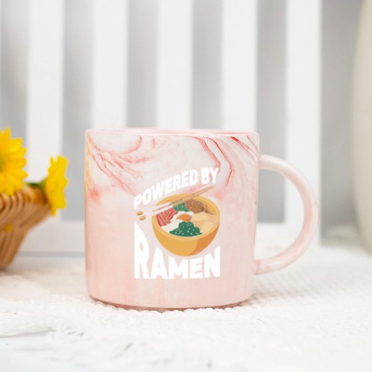 Powered By Ramen Anime Japanese Soup Cup Noodle Marble Mugs