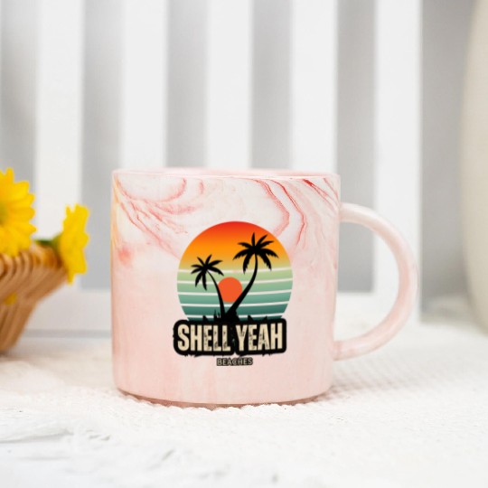 Shell Yeah Beaches Sunset Serenity Summer Holidays Marble Mugs