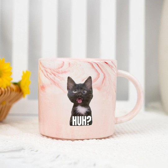Funny Cross Eyed Cat Meme Huh Funny Cat Marble Mugs