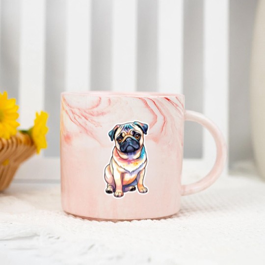 Pug Watercolor Marble Mugs