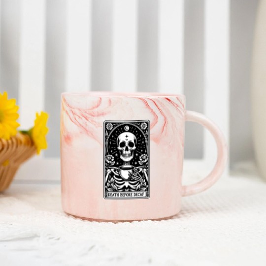 Death Before Decaf Tarot Card Marble Mugs