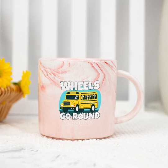 Cute back to school bus wheels go round and round Marble Mugs