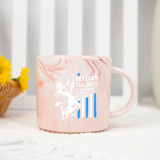 4th Of July US Flag Belgian Malinois K9 Dog Marble Mugs