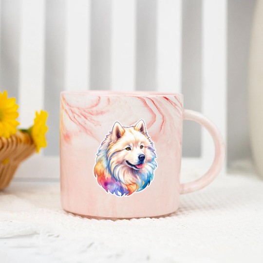 Samoyed Dog Watercolor Marble Mugs
