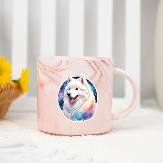 Samoyed Dog Watercolor Marble Mugs