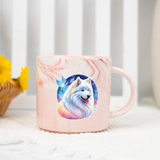 Samoyed Dog Watercolor Marble Mugs