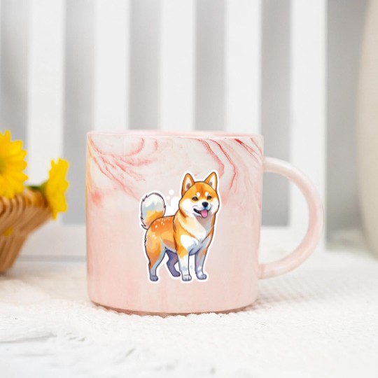 Shiba Inu Watercolor Marble Mugs