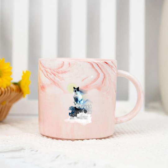 Street cat under the moon Marble Mugs