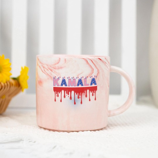 Kamala Harris Patriotic 2024 American Flag Theme Marble Mugs