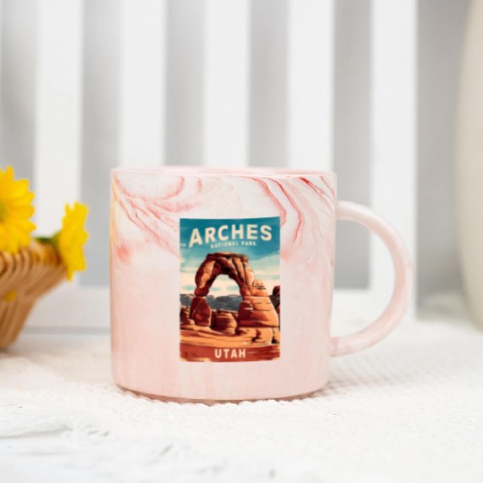 Vintage Travel Arches National Park Utah Landscape Marble Mugs
