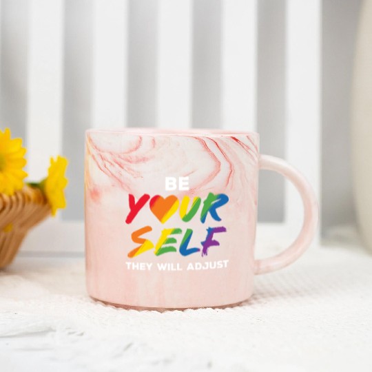 LGBT Be Yourself They Will Adjust Rainbow Gay Marble Mugs