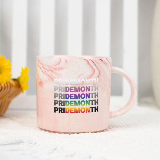 LGBT Pride Month Demon Lesbian Rainbow Gay Pride Marble Mugs