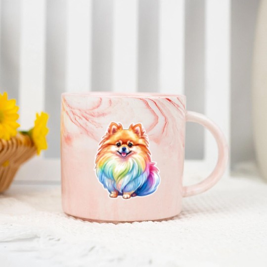 Pomeranian Watercolor Marble Mugs