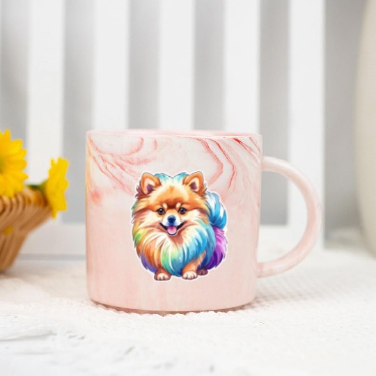 Pomeranian Watercolor Marble Mugs