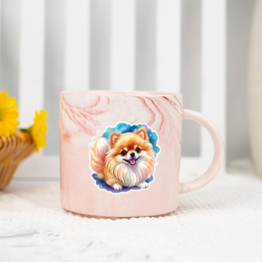 Pomeranian Watercolor Marble Mugs
