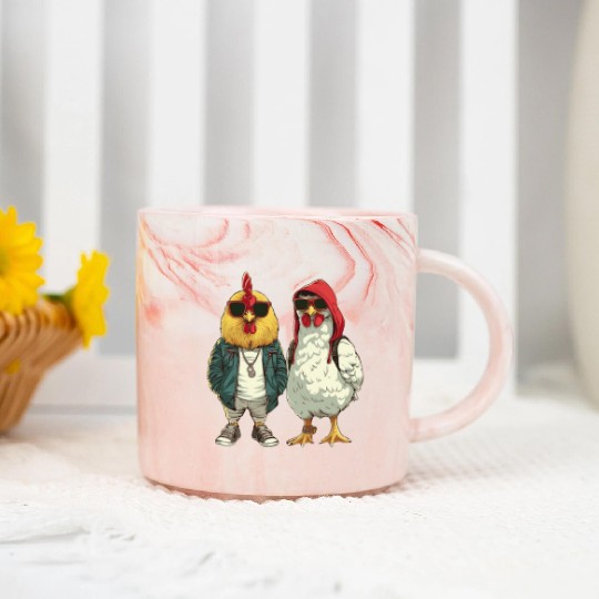 Cool chickens in modern streetwear Marble Mugs