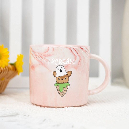 Deer Halloween Ghost I Scream Ice Cream Pun Marble Mugs