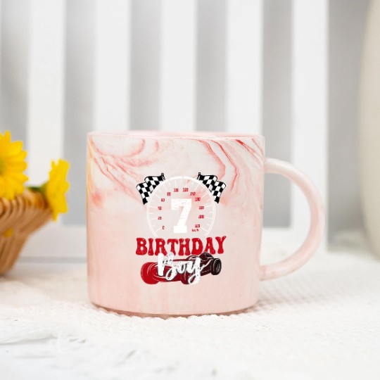 Kids Birthday Boy 7 Race Car 7th Birthday Racing Marble Mugs
