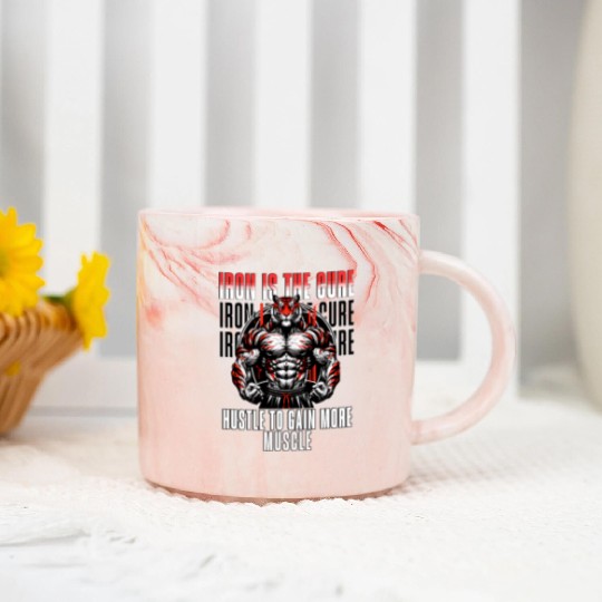 iron is the cure with bodybuliding tiger Marble Mugs