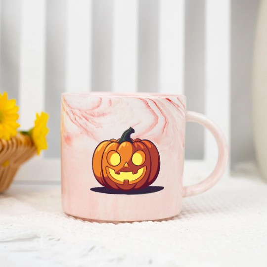 Happy Jack-o'-Lantern Pumpkin Marble Mugs