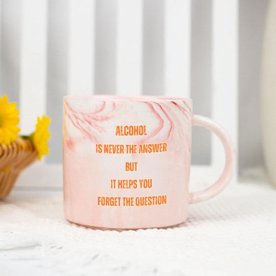 Humorous Alcohol Meme Typography Marble Mugs