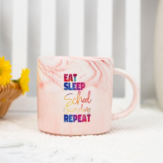School Counselor Watercolor Eat Marble Mugs