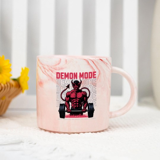 Demon Mode Gym Workout Ignite Your Motivation Marble Mugs
