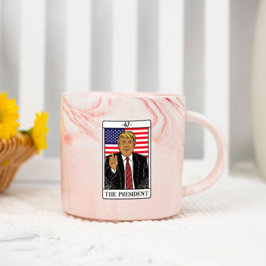 Trump 2024 The President Tarot Card 47 Premium Marble Mugs