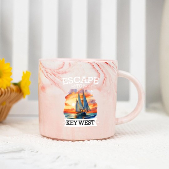 Florida ESCAPE TO KEY-WEST Sailing Outfit Marble Mugs