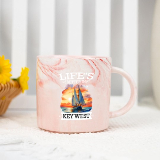 Florida Sailing LIFE'S BETTER IN KEY-WEST Marble Mugs