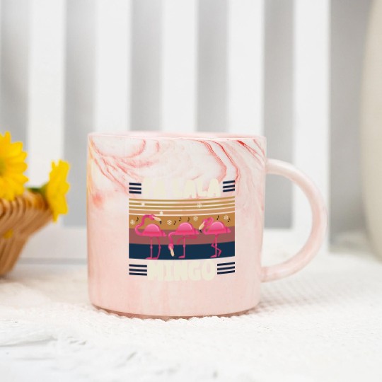 Candy Cane Flamingoes Fa La La MINGO Flamingo Marble Mugs