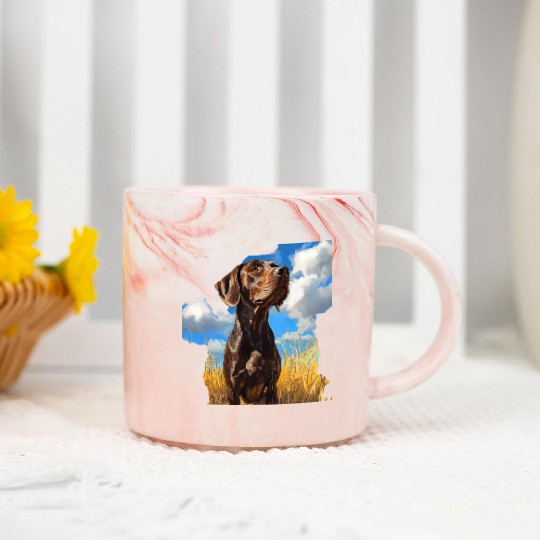 German Shorthaired Pointer Watercolor Picture Marble Mugs