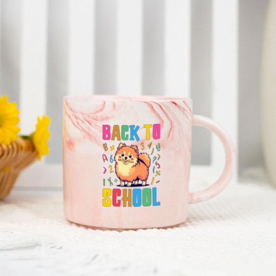 Back To School with a Cute Pomeranian Marble Mugs