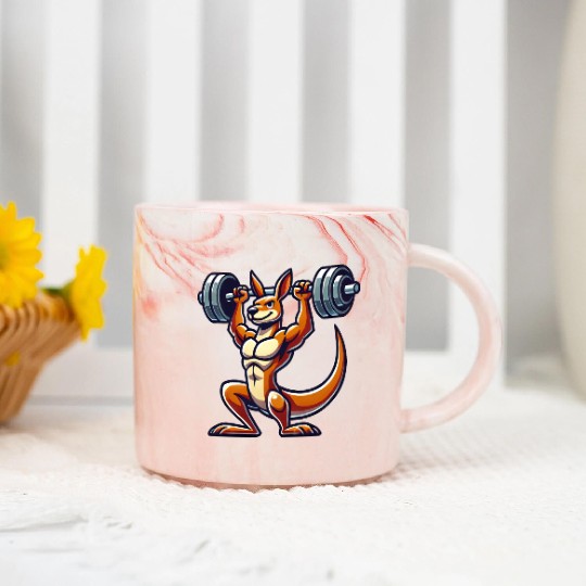 Kangaroo barbell gym fitness workout training Marble Mugs
