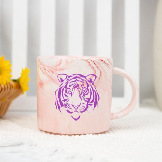 Pink Liger Head Tiger Lion Cross Hybrid Animal Marble Mugs