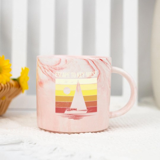 Florida ESCAPE TO KEY-WEST Sailing Florida Marble Mugs