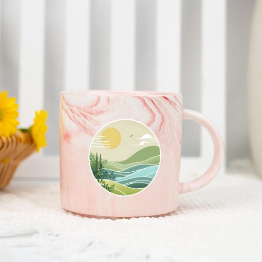 The Peaceful Green Hills Marble Mugs