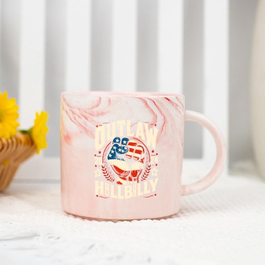 Vintage Retro US Flag Outlaw Hillbilly 2024 Trump Marble Mugs