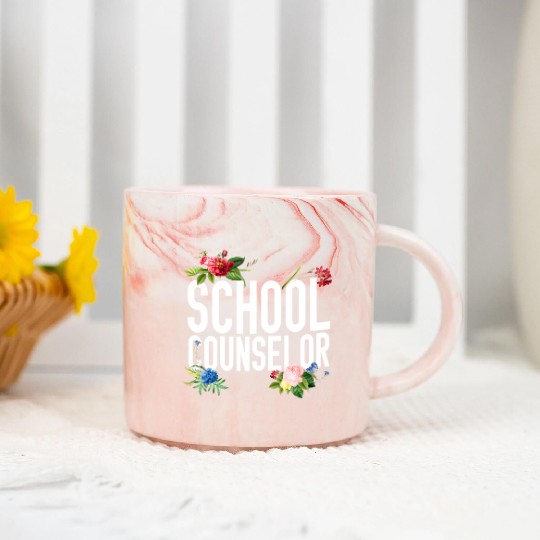 School Counselor Flower Floral Marble Mugs