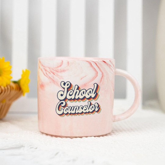 School Counselor Retro Vintage Marble Mugs