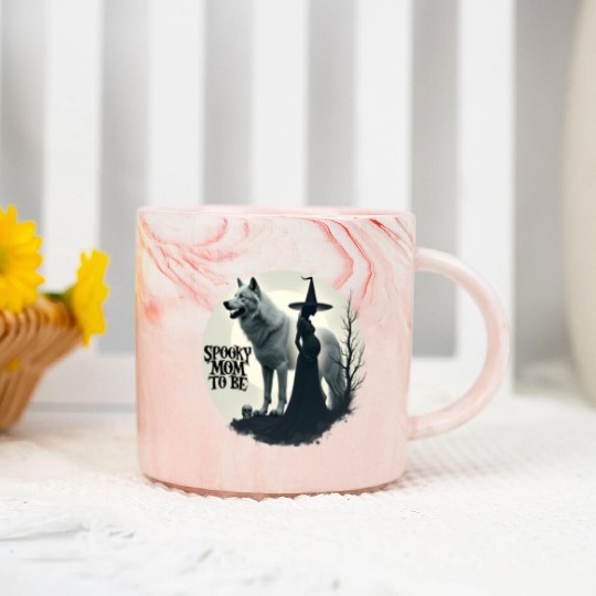 Spooky Mom To Be Baby Announcement Marble Mugs
