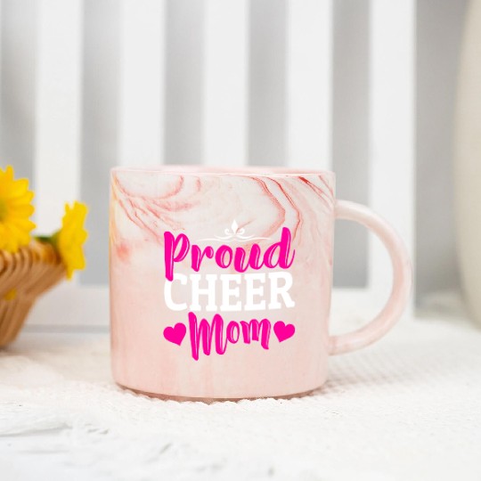 Proud Cheer Mom Cheerleading Mommy Mother's Day Marble Mugs