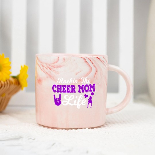 Rockin Cheer Mom Life Cheerleading Mother's Day Marble Mugs