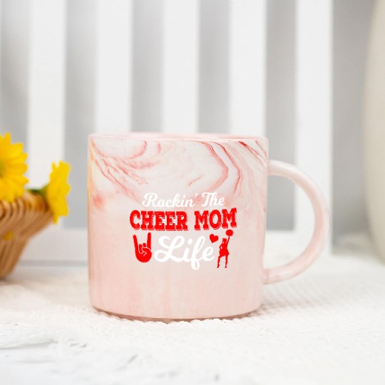 Rockin Cheer Mom Life Cheerleading Mother's Day Marble Mugs