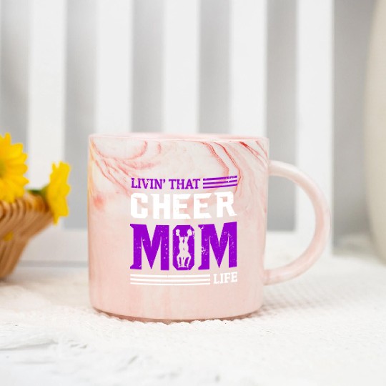 Living Cheer Mom Life Cheerleading Mother's Day Marble Mugs