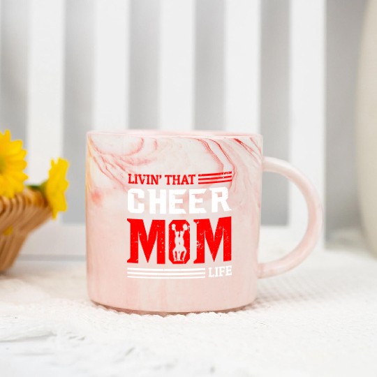 Living Cheer Mom Life Cheerleading Mother's Day Marble Mugs