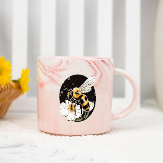 Bumble Bee on a Flower in a Bubble Marble Mugs