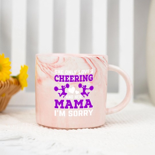 Loves Cheer Mom Cheerleading Mommy Mother's Da Marble Mugs