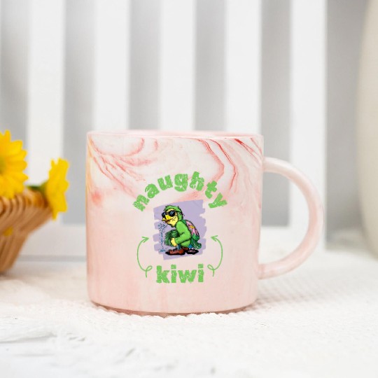 Funny naughty green kiwi bird Marble Mugs
